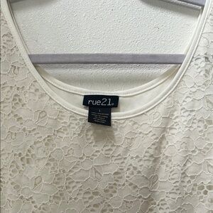 Rue21 Cream Lace Asymmetrical Dress